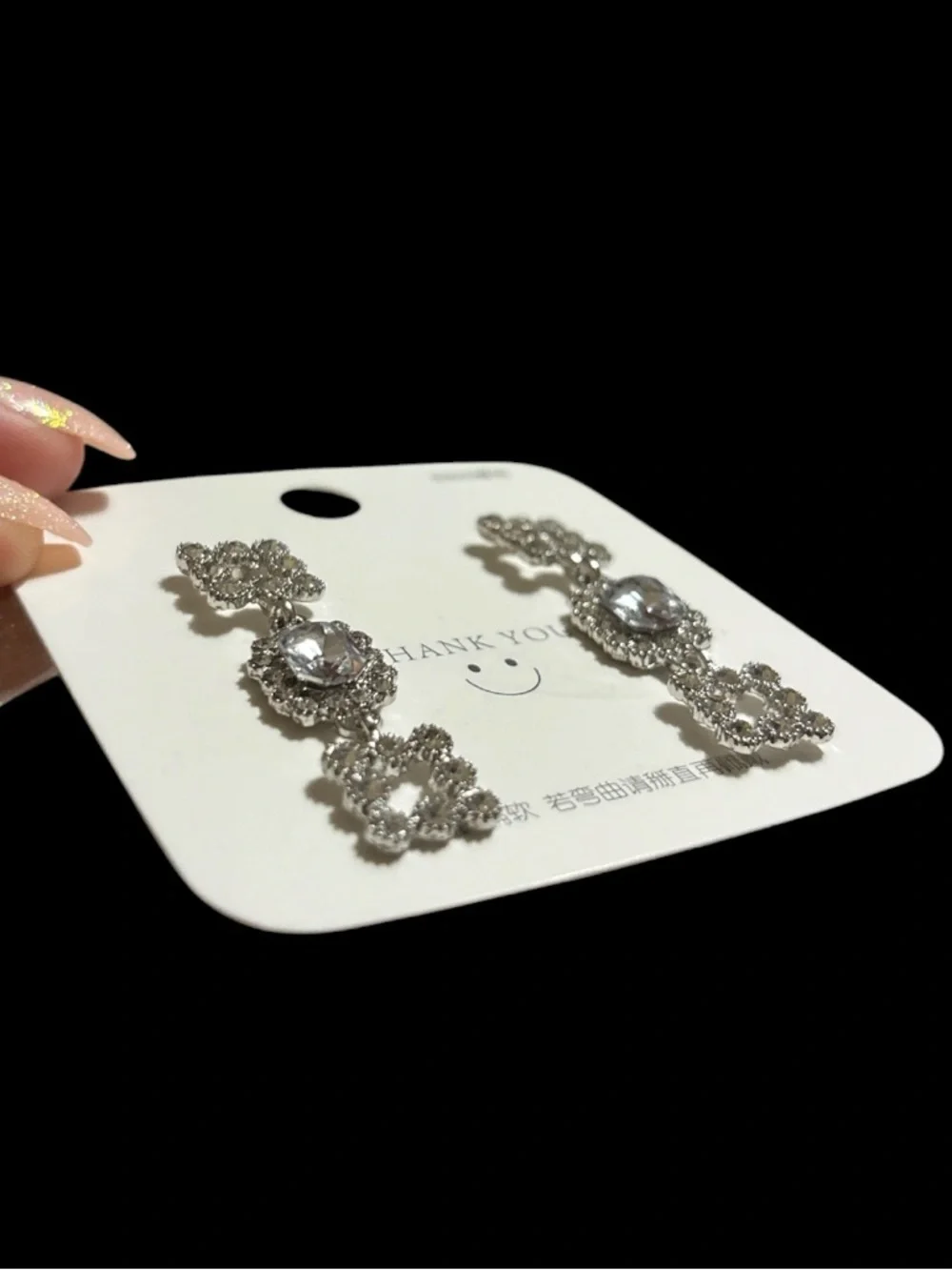 Silver tone Crystal Drop Earrings - Sparkling Dangle Earrings